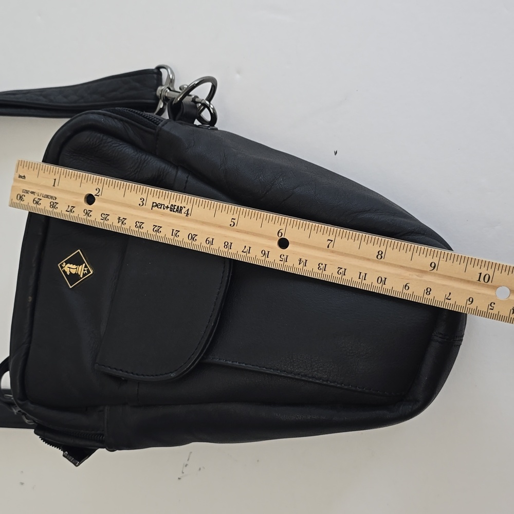 Vintage Black Leather Padded Camera Shoulder  Bag Korea Detachable Strap - Picture 14 of 15